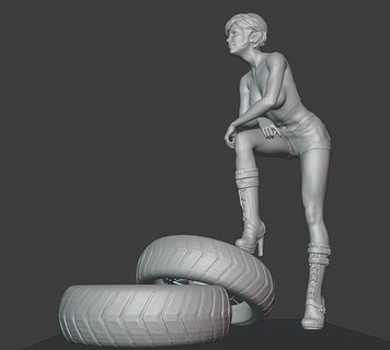 racing girl female wheel art sculptures 3d print model - Mito3D