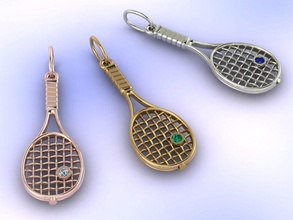 racchetta tennis pendente tecnologia collana gioielleria ciondoli argento tribunale stadio pallacanestro ping pong stampabile palla 3d print model - Mito3D
