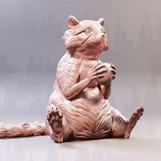 guaxinim floresta animal selvagem natureza escultura esculpir estatueta impressão 3d modelo arte esculturas 3d print model - Mito3D