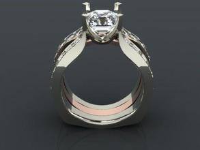 rad centre 2 ton rayonnante diamods de l'engagement la mode 2tone bijoux les anneaux 3d print model - Mito3D