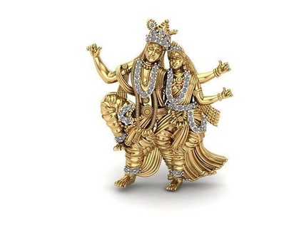 Radha Krishna Kishan canudo schwingen krishna Schmuck Anhänger Gold indisch Kunst Statue 3d 3dprint 3d print model - Mito3D