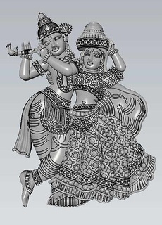 Radha Krishna arte vintage Projeto Antiguidade murti radhakrishna joalheria 3d print model - Mito3D