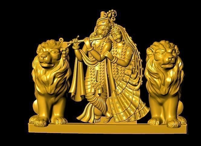 radha krishna lion stl file lord supreme god 3d model ring art sculptures jewelry 3D print model - Mito3D