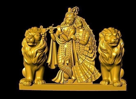 radha krishna lion stl fichier seigneur suprême dieu 3d modèle bague art sculptures bijoux 3d print model - Mito3D
