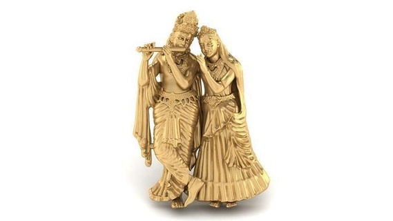 radha krishna inteligente pendente 22kt modello squillare arte gioielleria signore indiano oro ciondoli 3d print model - Mito3D