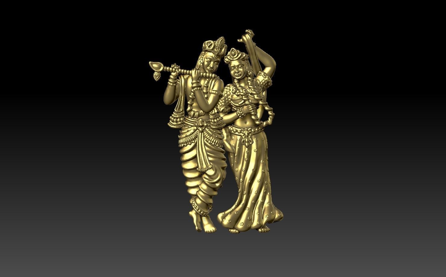 radha krishna standing jewelry printable jewellery cad deity statue figurine zbrush temple pendants indiangod idol sculpture hinduism ganesha 3D print model - Mito3D