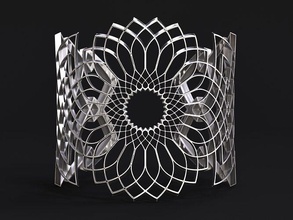 radyal kafes bilezik ii yazdırılabilir 3d model tasarım gümüş sanat mücevher artdeco geometri desen deko sterlin mobilya paketlenmemiş öz romana antik yunan nouveau takı bilezikler 3d print model - Mito3D