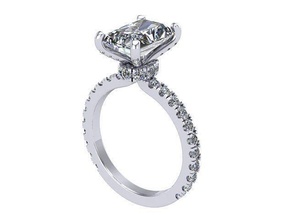radiant cut diamond engagement ring golden silver jewelry rings 3d print model - Mito3D