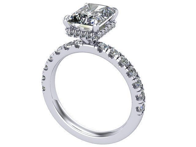radiant engagement ring diamonds golden silver jewelry rings 3D print model - Mito3D