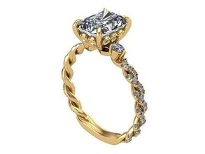 radiant golden ring diamond silver jewelry rings 3d print model - Mito3D
