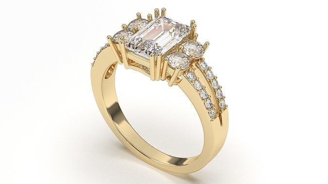 Işıltılı şekil çift döşemek nişan yüzük elmaslar takı yazdırılabilir elmas mücevher platin moda altın 3D print model - Mito3D