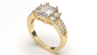 radiant shape double pave engagement ring diamonds jewelry printable diamond gem platinum fashion gold stone setting rings 3d print model - Mito3D