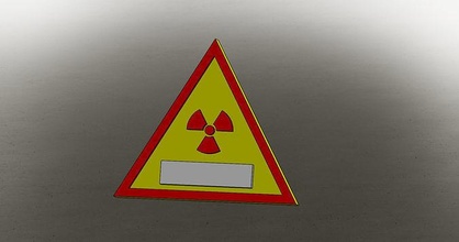 radiation sign gost plate icon trinket chernobyl stalker danger ussr real size 2 authentic warning caution science 3d print model - Mito3D