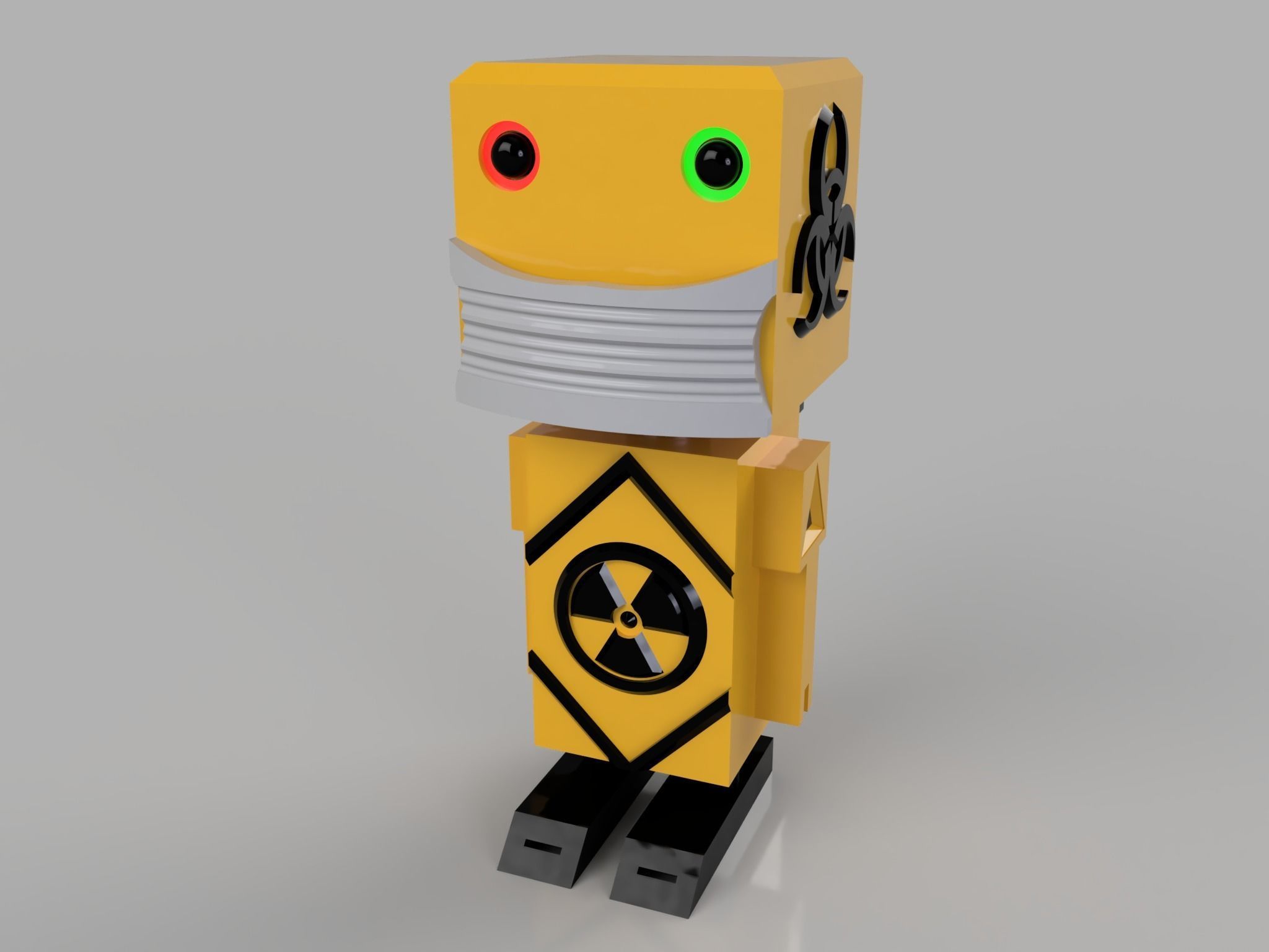 radioaktive mini-Roboter symbol Mann Gefahr Niedlich isoliert Sicherheit covid19 scifi Roboter Charakter Figur statue radioactiv biohazard Warnung junge - Spielzeug Spiele Spiele, 3D print model - Mito3D