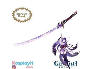 raiden shogun katana 3d model - genshin impact cosplay baal genshinimpact baalkatana sword games toys 3d print model - Mito3D