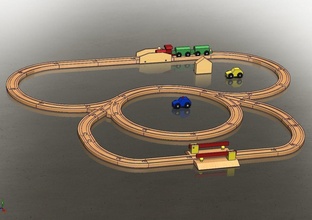 chemin fer train maisons voyage rue architecture jouets ville transport jeux 3d print model - Mito3D