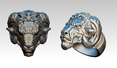 ram bison goat cow bull antique american printable jewel ring man woman animal head gnu buffalo sport soldier warrior fighter winner boxing jewelry rings 3d print model - Mito3D