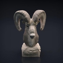 ram busto 3d impresión animal oveja cabeza cuernos fauna silvestre criatura compañero realista miniatura escultura figurilla presupuesto soportado naturaleza estatua arte esculturas 3d print model - Mito3D