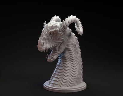 ram dragon bust intended 3d printing dragon creature character monster beast reptile bust statue sculpt fantasy portrait predator animal mythical monster magical lizard wayvern head face printable art sculptures fantasy character animal head animal head dragon head fantasy character predator head statue head  3d print model - Mito3D