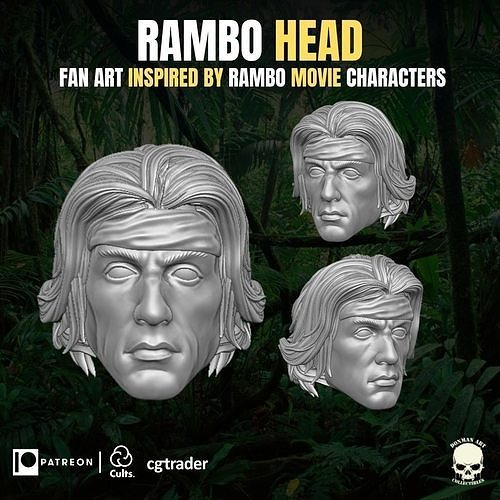 rambo head fan art action figures headsculpt gi joe mezco marvel legends force sylvester stallone rocky games toys 3D print model - Mito3D