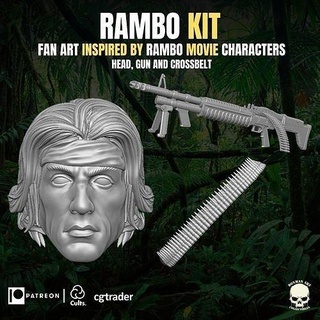 Rambo Kit Aktion Zahlen Kopf Kopfform gi Joe Mezco Wunder Legenden Sylvester Stallone felsig Spiele Spielzeuge 3d print model - Mito3D