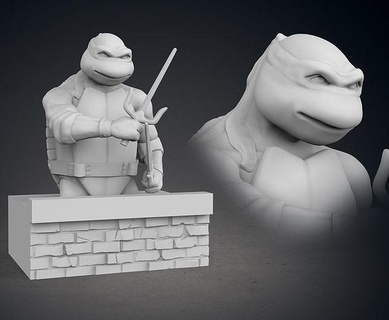 Raphael buste Léonard Donatello tmnt adolescent mutant ninja tortues éclat déchiqueteuse 1990 films dessins animés Animé Michelangelo sais art sculptures 3d print model - Mito3D