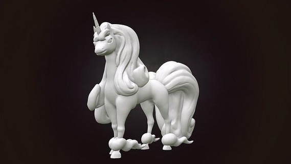 rapidash galar 3d model fan pokemon ponyta 3dmodel 3dprint printable animal horse statue sculpture art sculptures 3d print model - Mito3D