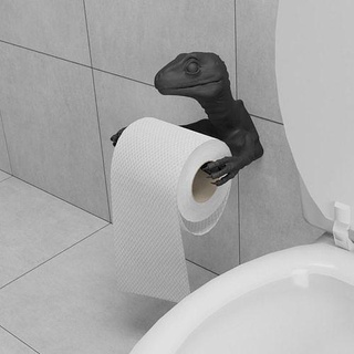 raptor toilet paper holder dino velociraptor jurassic bathroom wc gadget toiletpaper reload tactical coverless roll hanger mount fast articulated bust house 3d print model - Mito3D