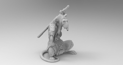 rat warrior Listo impresión Arte escultura figurilla rata guerrero símbolo año estatua miniatura animal esculturas 3d print model - Mito3D