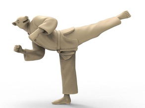rata de regreso patada art la espalda el karate acción figura actionfigure carácter animal humanos hombre marcial punch gimnasio lucha juguete los juguetes impresión imprimible las esculturas 3d print model - Mito3D