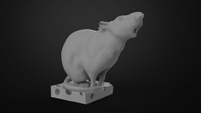 rat on cheese newyear ratoncheese rodent animal 3dmodel print miniatures printable art sculptures 3d print model - Mito3D