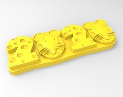 rato biscoito mofo 2020 animal queijo Formato padaria símbolo Natal casa cozinha jantar 3d print model - Mito3D