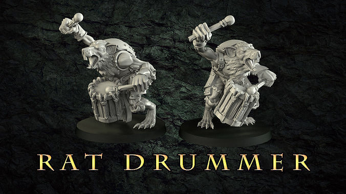 rat drummer bowl fantasy warrior blood fan drum boardgame age tabletop wargame group command skaven ratman ninthage crosslances ninth chitubox games toys game accessories 3D print model - Mito3D