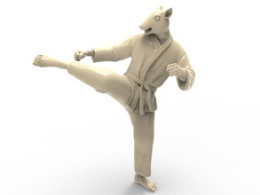 rat roundhouse kick karate action figure actionfigure character martial super hero human hybird fight toy toys print printable punch statue art sculptures 3d print model - Mito3D
