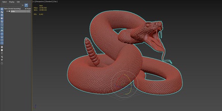 cascavel impressão serpente víbora réptil escultura 3dprint arte esculturas miniaturas estatuetas 3d print model - Mito3D