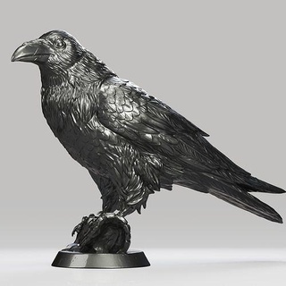 corbeau crâne squelette couronne Halloween oiseau sombre soulagement pédant mort squelettique art sculptures 3d print model - Mito3D