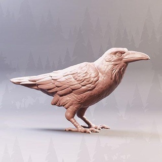 raven - forest animal bird wild nature sculpture sculpt statuette print 3d model art sculptures 3d print model - Mito3D
