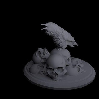 corvos domínio Raven caveiras pássaro Corvo animais arte miniaturas fantasia crânio osso animal esqueleto Sombrio ossos cabeça anatomia estatuetas jogos brinquedos acessórios 3d print model - Mito3D