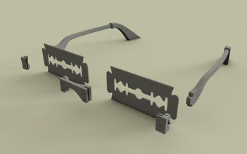 rasoir lunettes art tranchant outil lame coupe conceptuel protection acier famille concept manipuler illustration entreprise abstrait rétro arme jeux jouets 3d print model - Mito3D