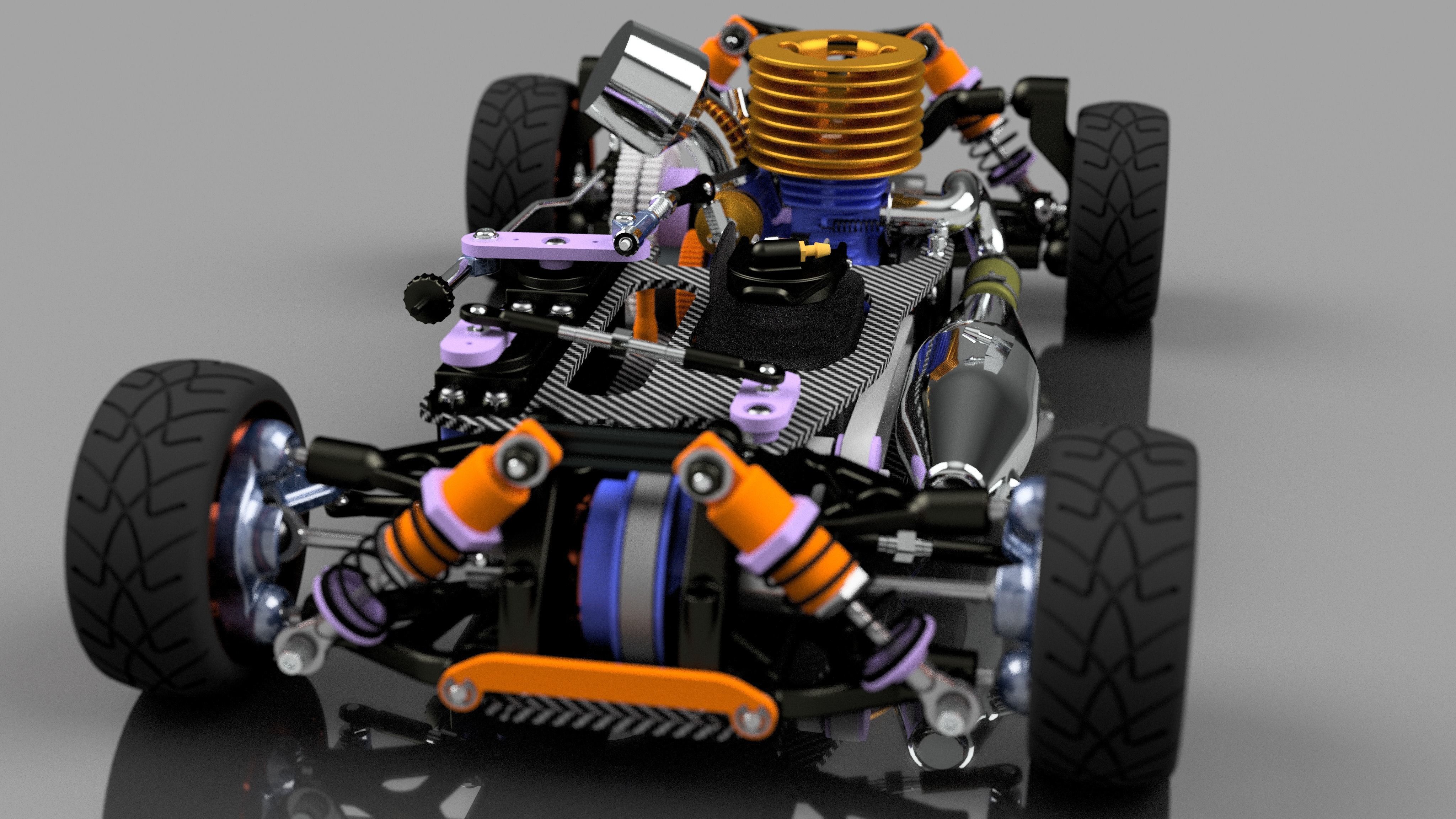 rc coche vehiculo chasis equipo 3d imprimible modelo vehículo controlar remoto pasatiempo bricolaje diy automotor carreras 3D print model - Mito3D