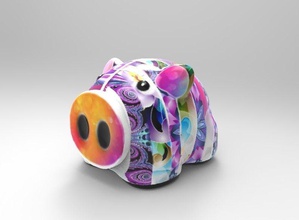 reached pig coin boar cash penny color art sculptures 3d print model - Mito3D