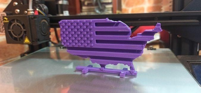 ready 3d print model map united styled usa flag us 3dprint printready country ender3 house decor 3d print model - Mito3D