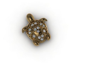 ready print jewelry turtle pendant gold silver diamond jewellery sterling gem jewel printable fashion beauty brilliant pendants 3d print model - Mito3D