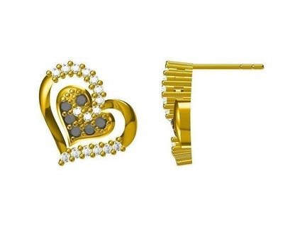 ready use cad files 25 earrings lightweight simple minimalistic 3dcad heart fancy regular gold silver diamond earring sale jewelry 3d print model - Mito3D