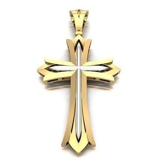 real gold cross pendant illustration design jewelry religion symbol silver god 3d print model - Mito3D