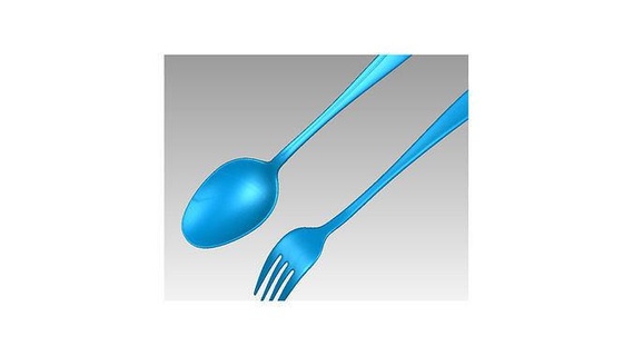 real inoxidable acero cuchara tenedor 3d escanear mostrada cena menaje comida vajilla mesa plato cuchillería casa cocina juego interior Arte 3d print model - Mito3D