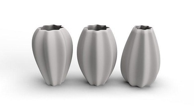 realistic 3d gray coloured vase set decor accessories exterior interior decorative planter antique ceramic bowl vases collection porcelain houseware living isolated house 3d print model - Mito3D