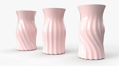 realistic 3d pink coloured vase set decor accessories exterior interior decorative planter antique ceramic bowl vases ready collection porcelain houseware living tableware house 3d print model - Mito3D