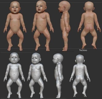 realista asiático bebé 3d impresión niño personaje lindo dibujos animados chico humano niños familia hijo juguete 3dprint muñeca niña anatomía Arte esculturas 3d print model - Mito3D