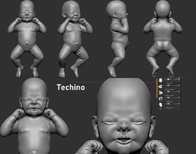 realistico bambino dormire Aperto bocca 3d Stampa silicone ragazzo carina giocattolo anatomia corpo 3dprint umano medico scienza astronomia fisica 3d print model - Mito3D